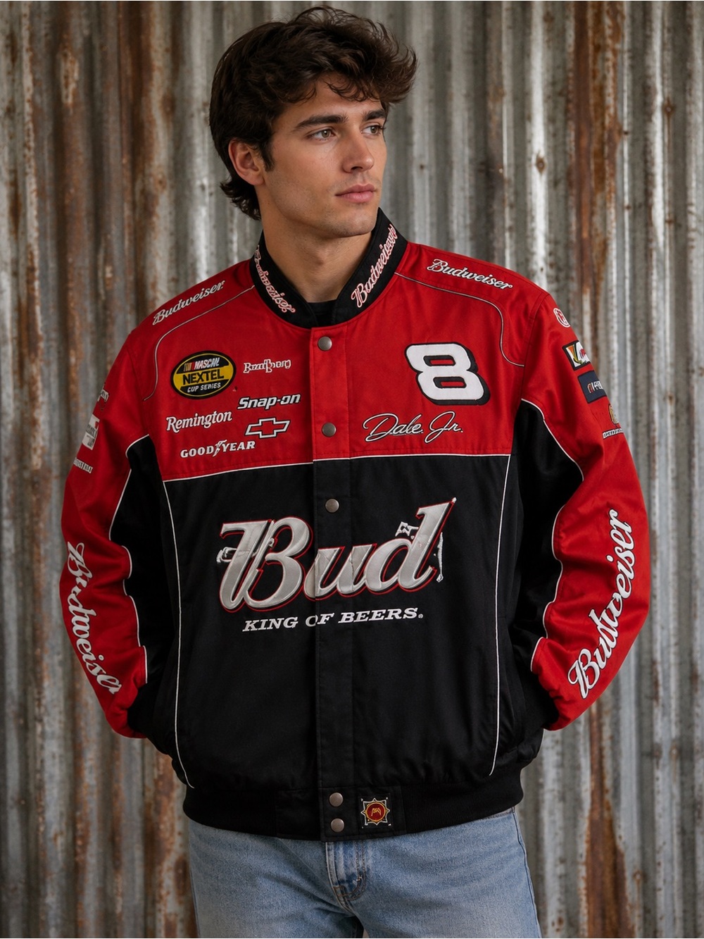Vintage Dale Earnhardt Jr #8 Budweiser NASCAR Jacket Chase Authentics M